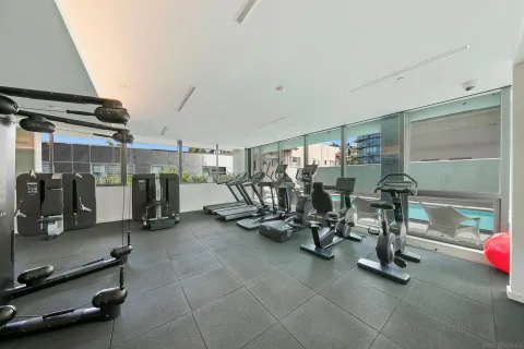 a view of a room with gym equipment