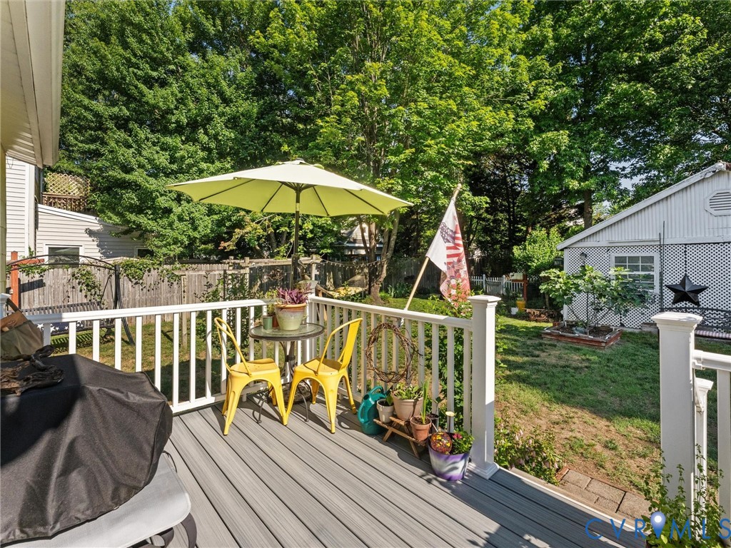 1812 Seddon Road Richmond, VA 23227 - Photo 41 of 56 Composite deck featuring white railings, a stone p