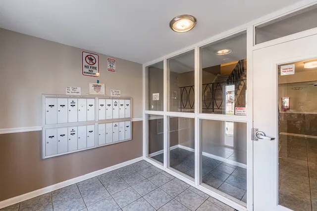 an empty room with cabinet