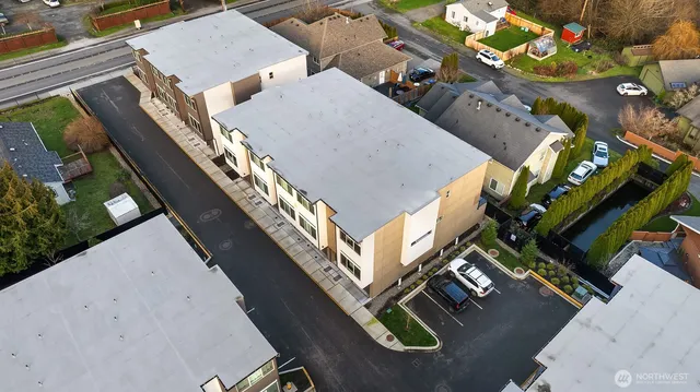 an aerial view of a house
