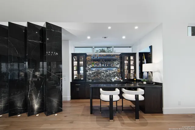 a living room with furniture