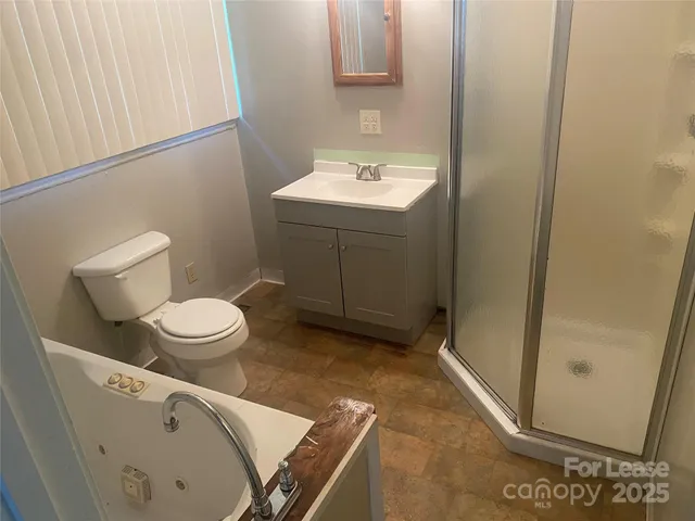 a bathroom with a sink a toilet and vanity