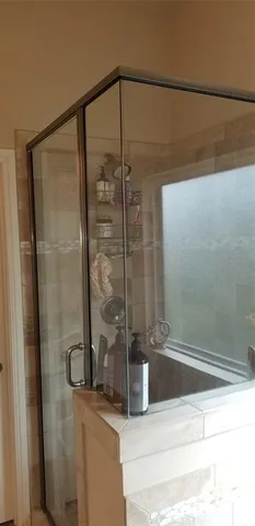 a bathroom with a shower