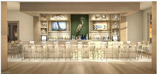 a living room with lots of furniture and a large window