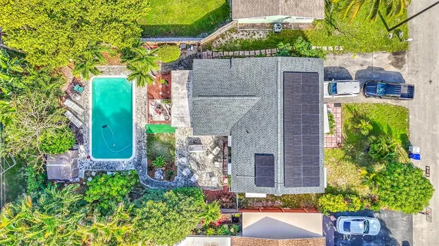 an aerial view of a house