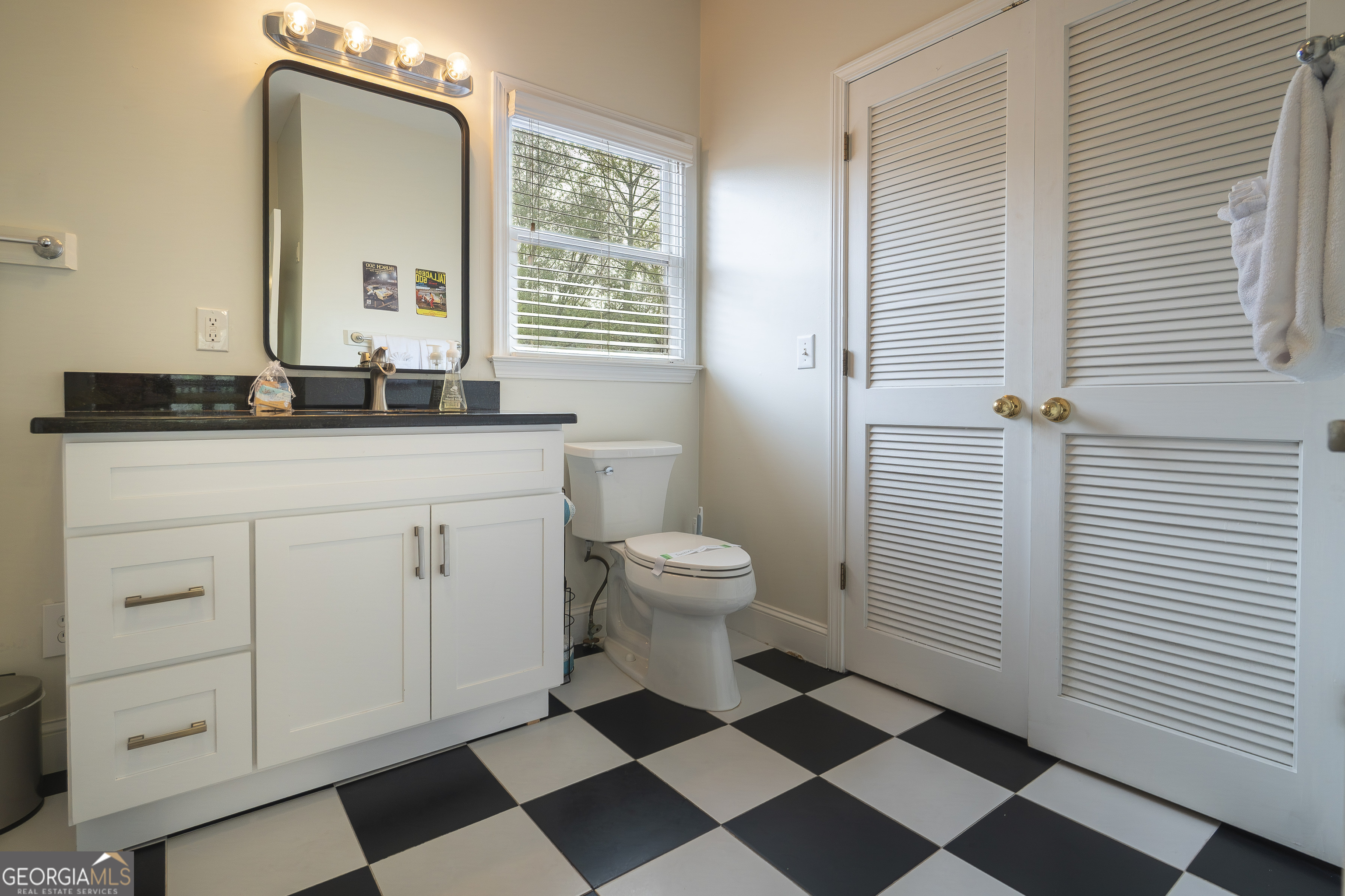 892 Edelweiss Strasse Helen, GA 30545 - Photo 30 of 36 a bathroom with a sink a toilet a mirror and shower
