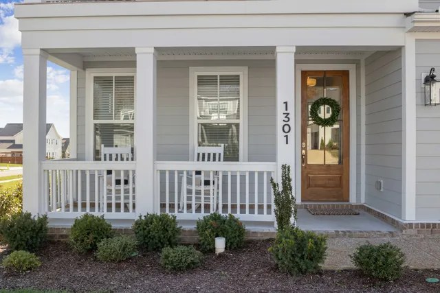 a porch with a bench
