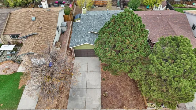 an aerial view of a house