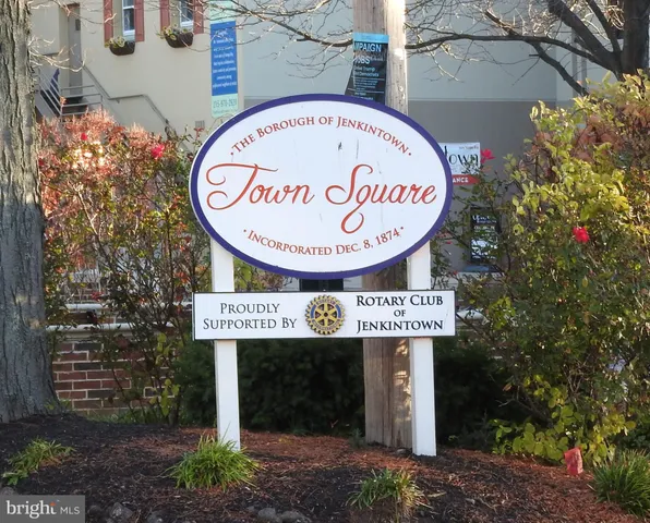 a view of outdoor space with signage and flags
