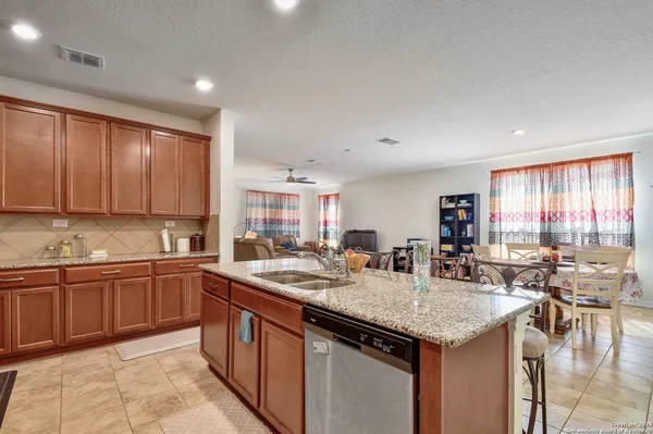 a kitchen with lots of counter top space