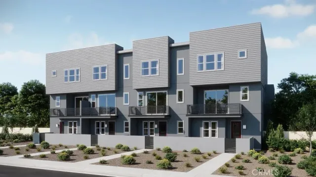 a front view of a building with street view