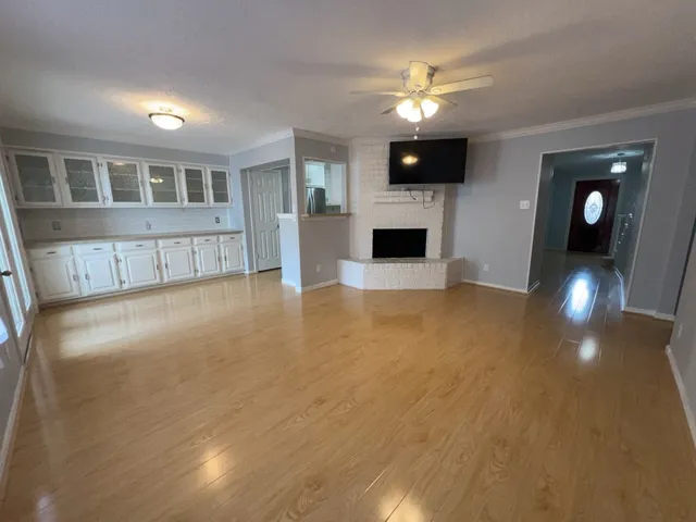 a view of a livingroom with a fireplace