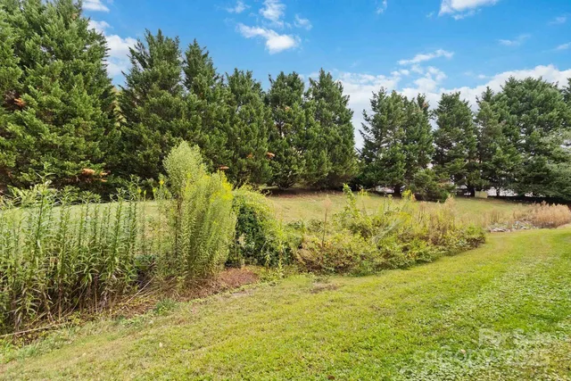 a front view of house with yard and trees in the background