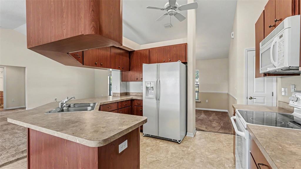 8525 North Campbell Road Lakeland, FL 33810 - Photo 30 of 45 a kitchen with stainless steel appliances granite countertop a sink a refrigerator and a granite counter tops