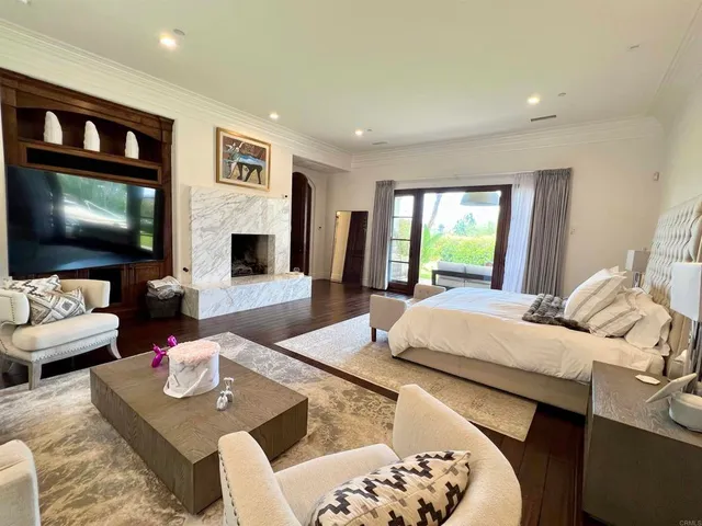 a bedroom with a bed and closet