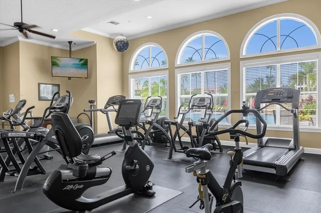 a view of a room with gym equipment