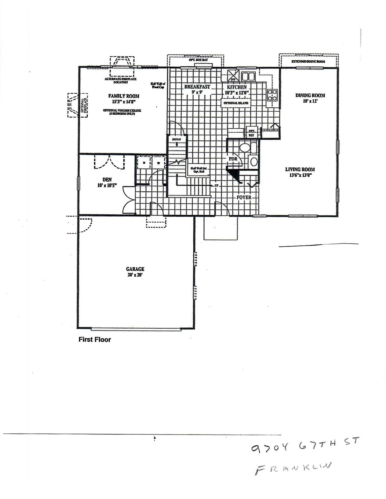 9704 67th Street Kenosha, WI 53142 - Photo 27 of 27 floor plan main level