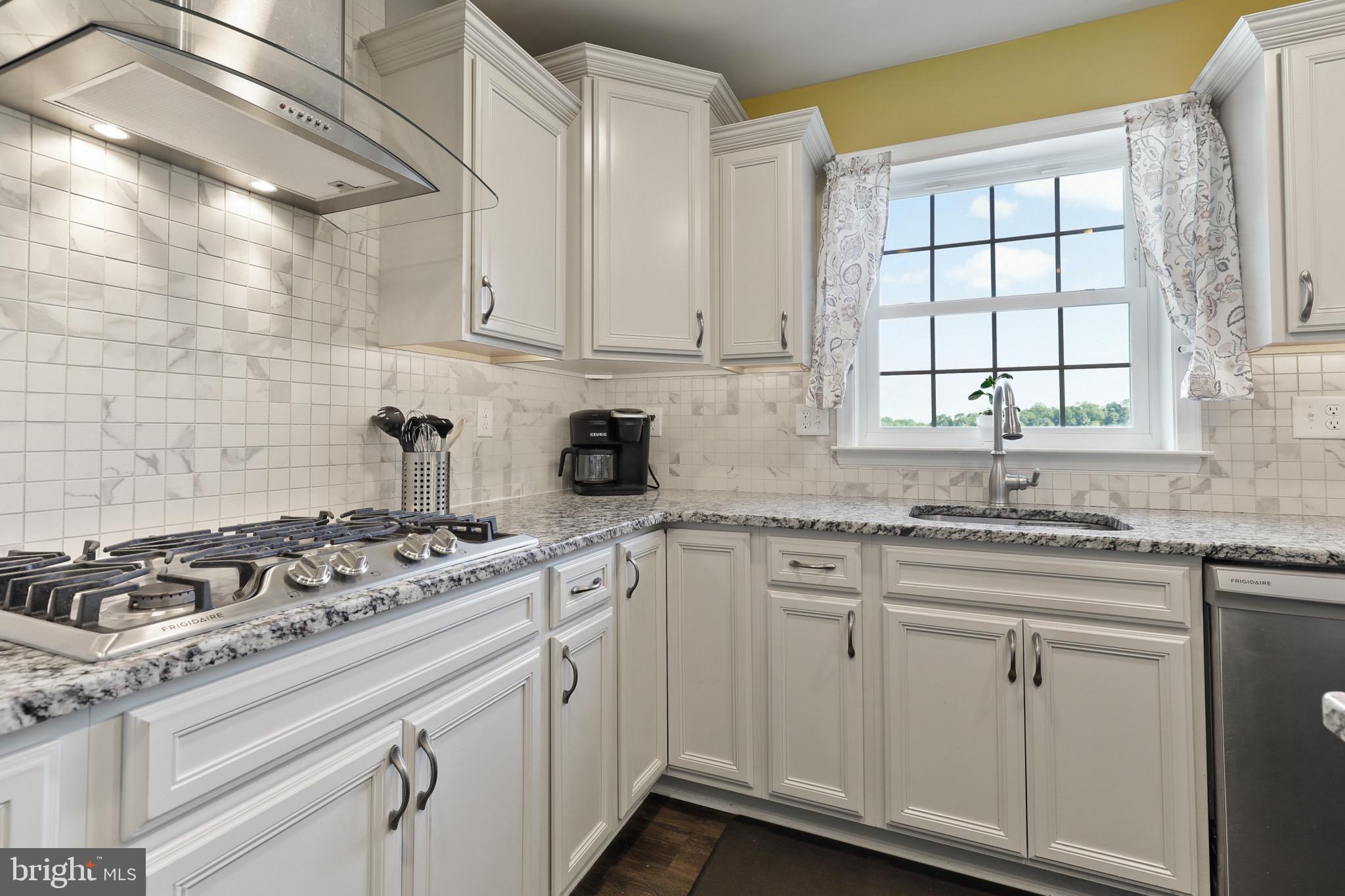Beautiful cabinetry, counters & backsplash