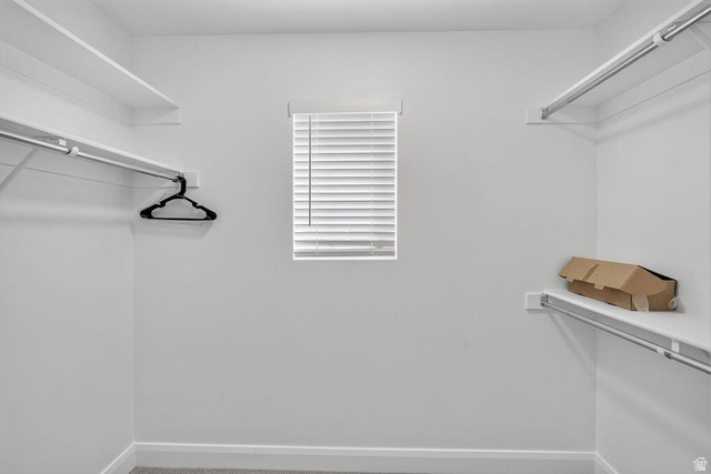 5898 Jasper Rdg Drive St. George, UT 84790 - Photo 22 of 41 Walk-in closet with white shelving, chrome hanging rods, and a window with horizontal blinds