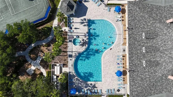 an aerial view of a house