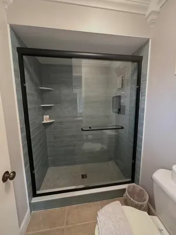a bathroom with a shower