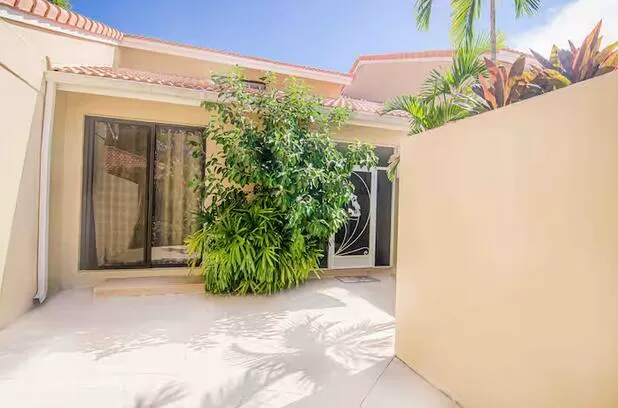 a view of potted plant in front of a door