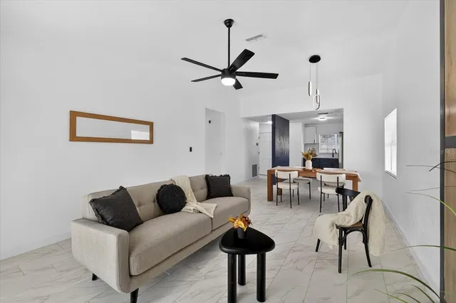 a living room with furniture