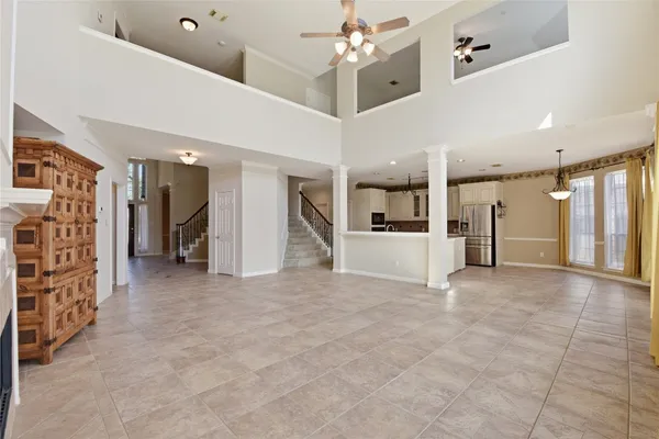 a view of a livingroom with a fireplace