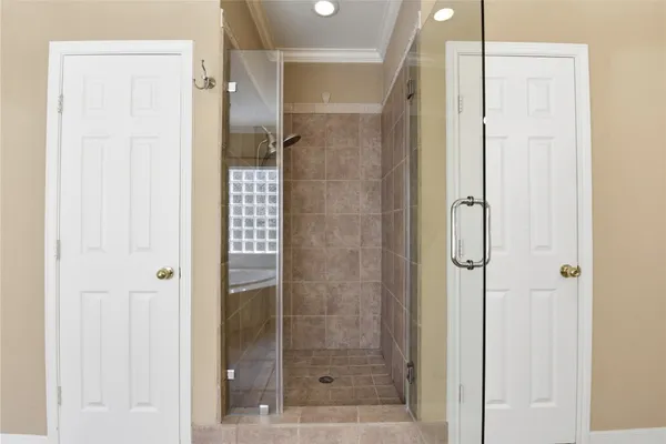 a view of a bathtub in a bathroom