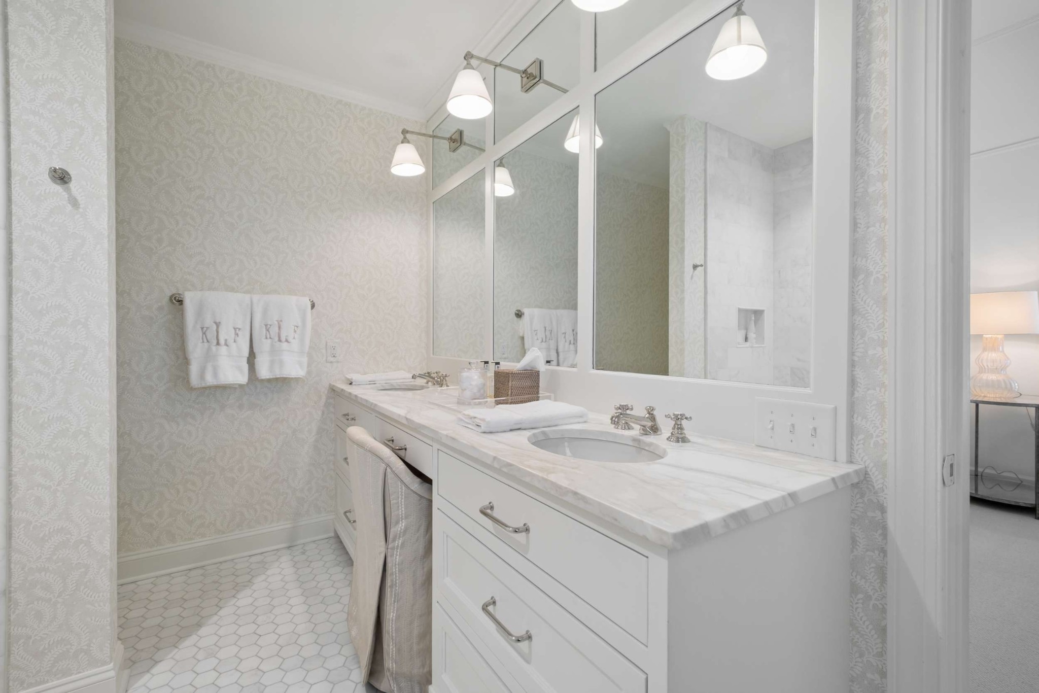 4402 Harding Place, Unit 4 Nashville, TN 37205 - Photo 23 of 35 a bathroom with a sink a vanity a mirror and a shower