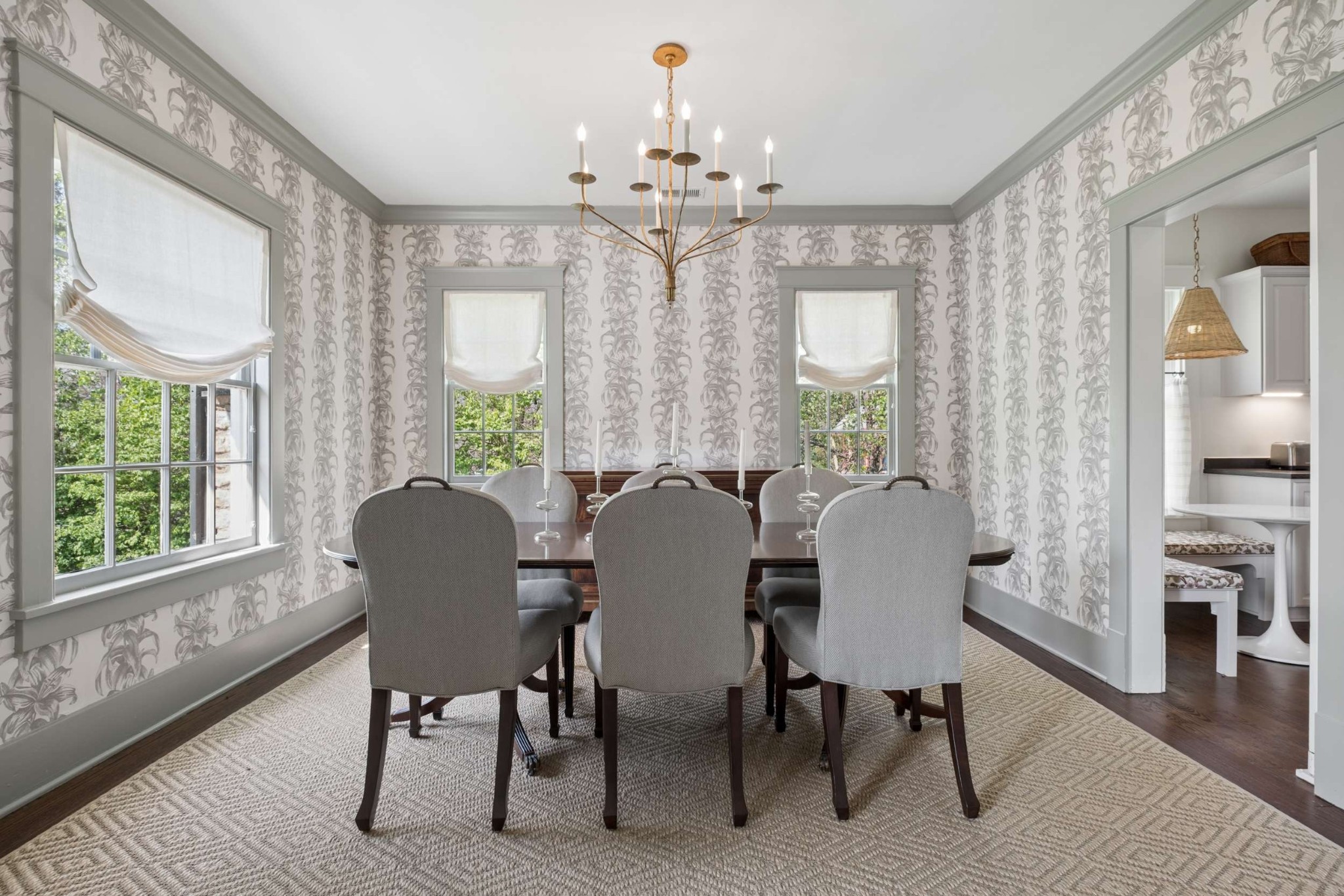4402 Harding Place, Unit 4 Nashville, TN 37205 - Photo 8 of 35 a view of a dining room with furniture a chandelier and wooden floor