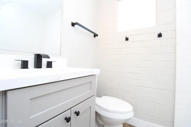 a bathroom with a toilet a sink and mirror