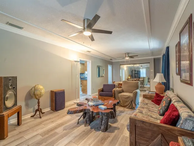 a living room with furniture