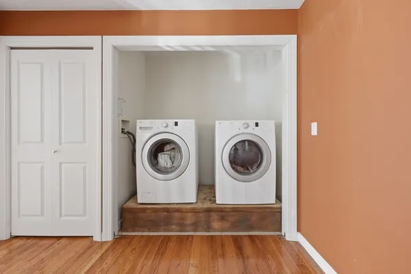 a utility room with dryer and washer