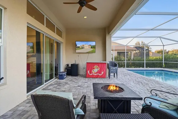 a outdoor space with furniture