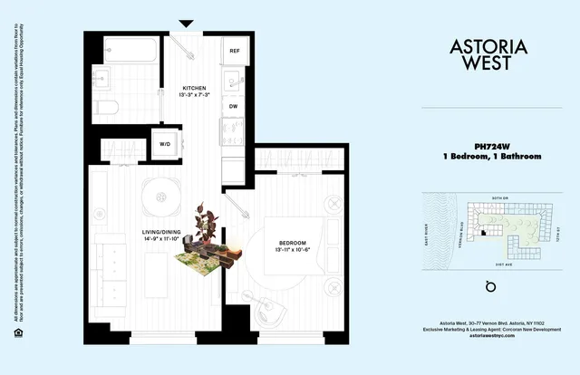 $3,140 | 30-77 Vernon Boulevard, Unit PH724W | Astoria