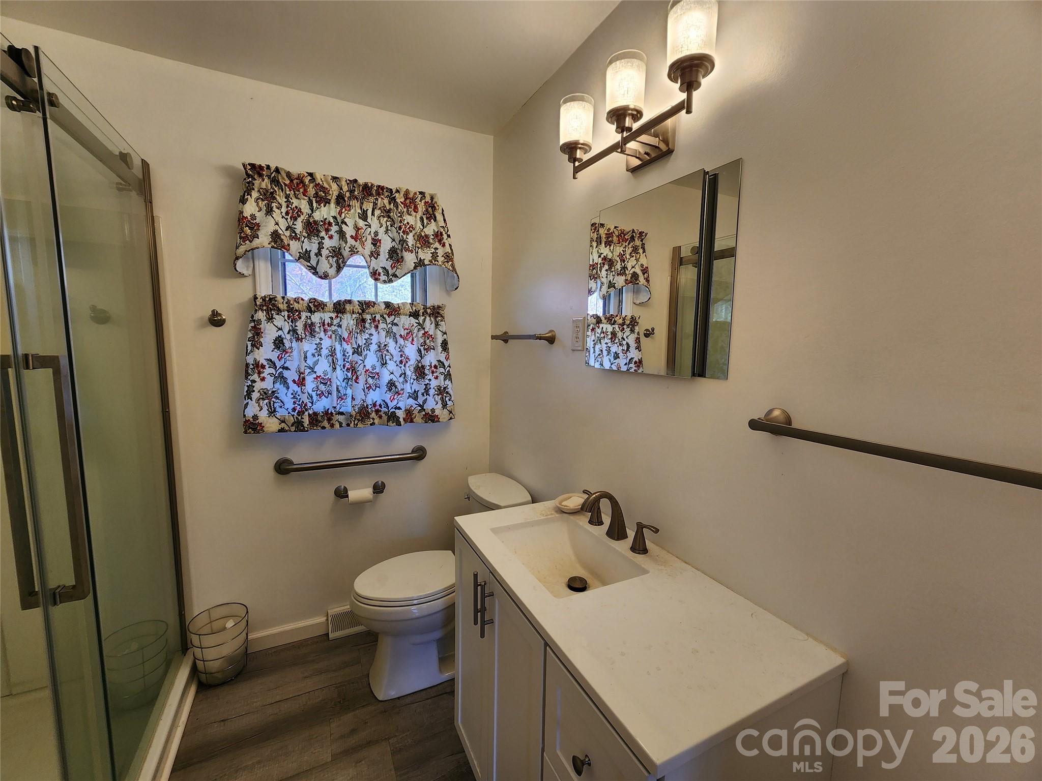 217 St John Street Dallas, NC 28034 - Photo 14 of 34 a bathroom with a sink a toilet and a mirror