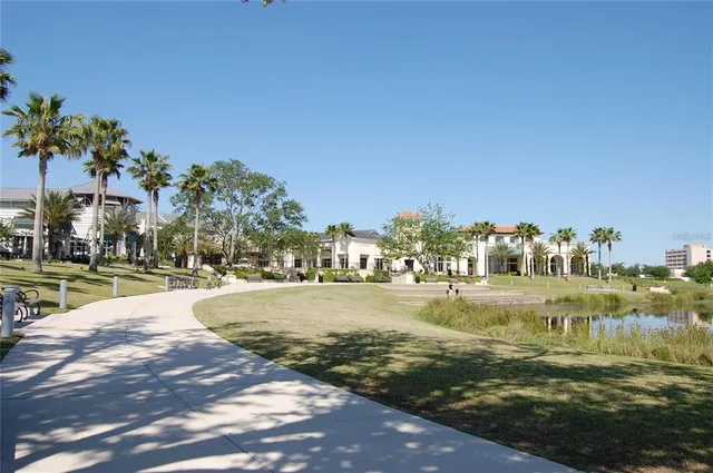a view of an ocean with city