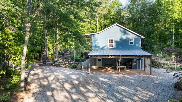an aerial view of a house