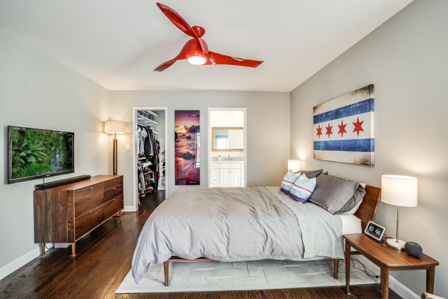 775 Pico Avenue San Mateo, CA 94403 - Photo 38 of 66 a bedroom with a bed and a flat screen tv