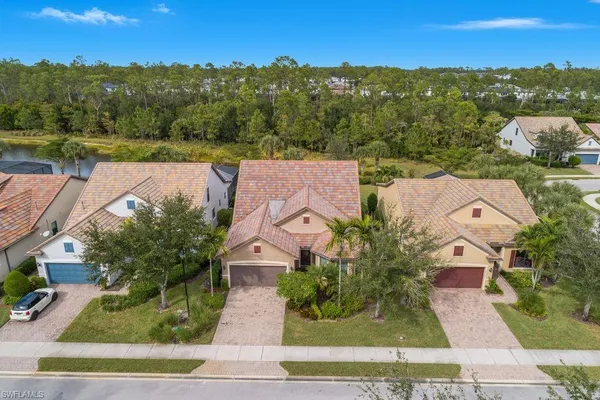 an aerial view of a house