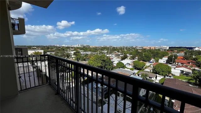 a view of city from a balcony