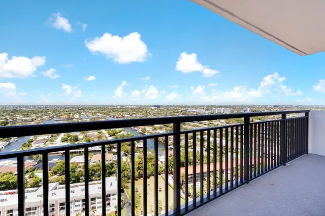 a view of city from a balcony