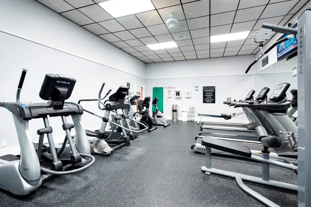a view of a room with gym equipment