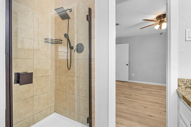 a bathroom with a shower