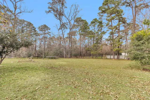 a view of a yard with an trees
