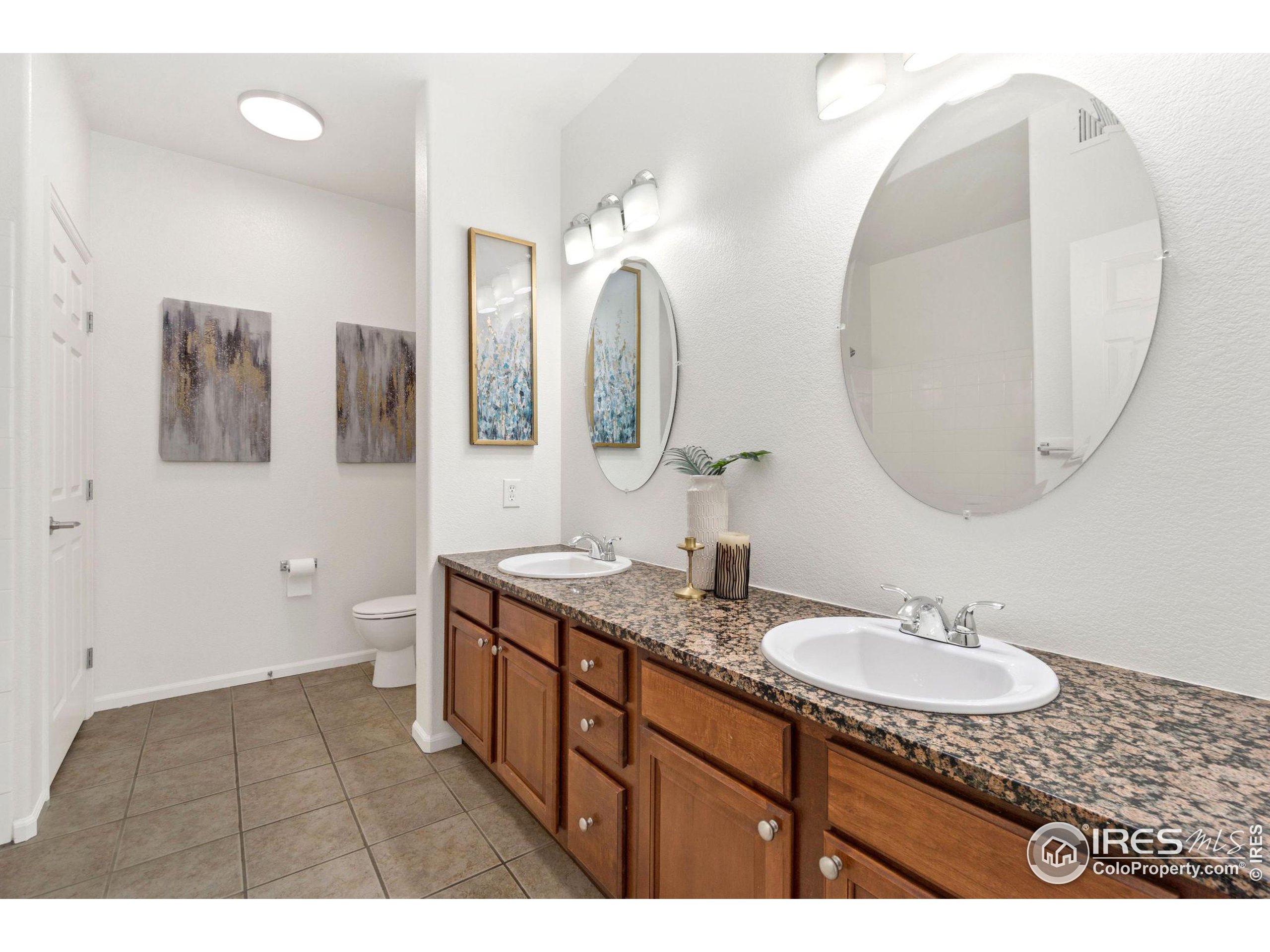 Undisclosed Address Erie, CO 80516 - Photo 8 of 20 a bathroom with a granite countertop sink mirror and double