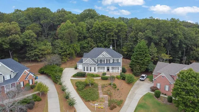 an aerial view of a house