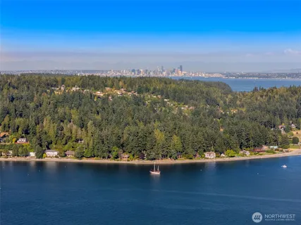 a view of a city with sunset view