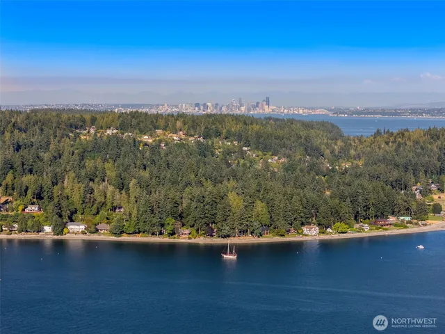 a view of a city with sunset view